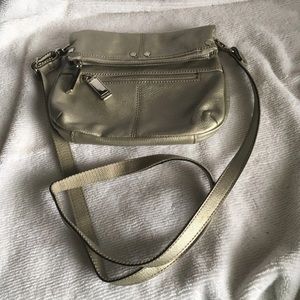 Tignanello leather crossbody/pewter silver